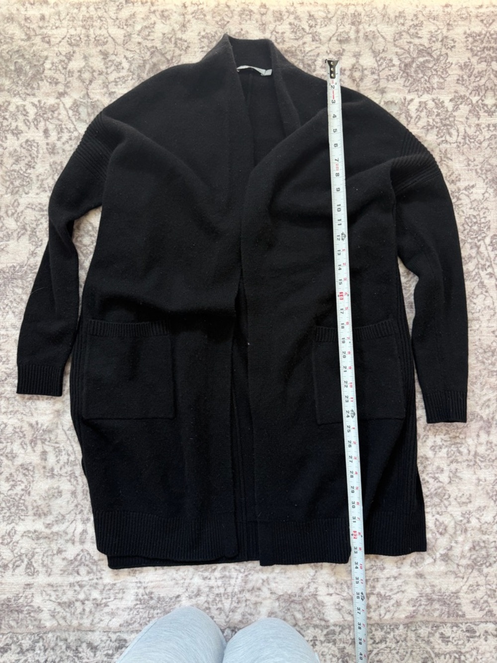 Vince Black Open-Front Long Cardigan Women’s Small Wool/Cashmere Blend